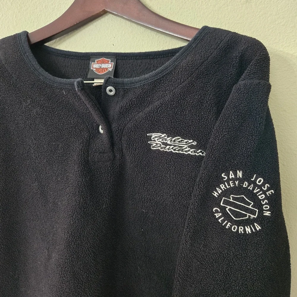 Vintage Harley Davidson Womens‎ Small Black Pullover Fleece Sweater San Jose